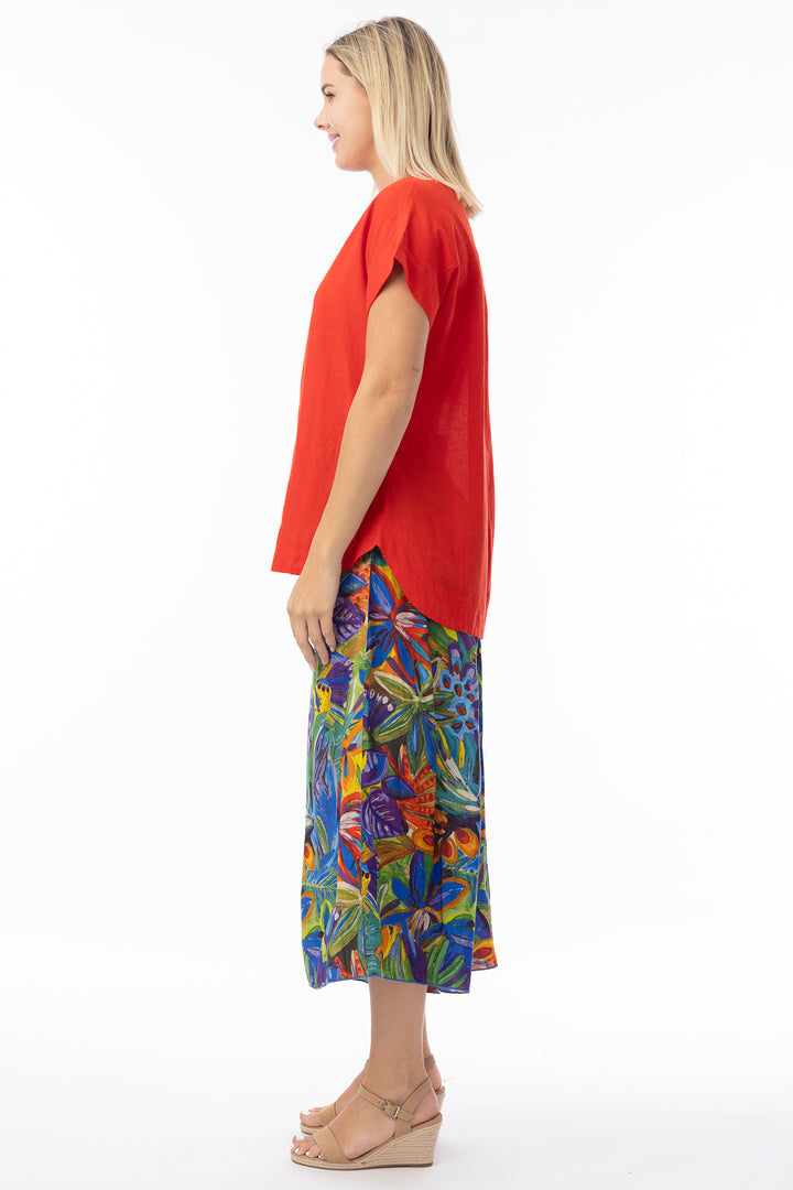 Orientique 8645 Zapallar Multicolour Print Cropped Culotte Trousers