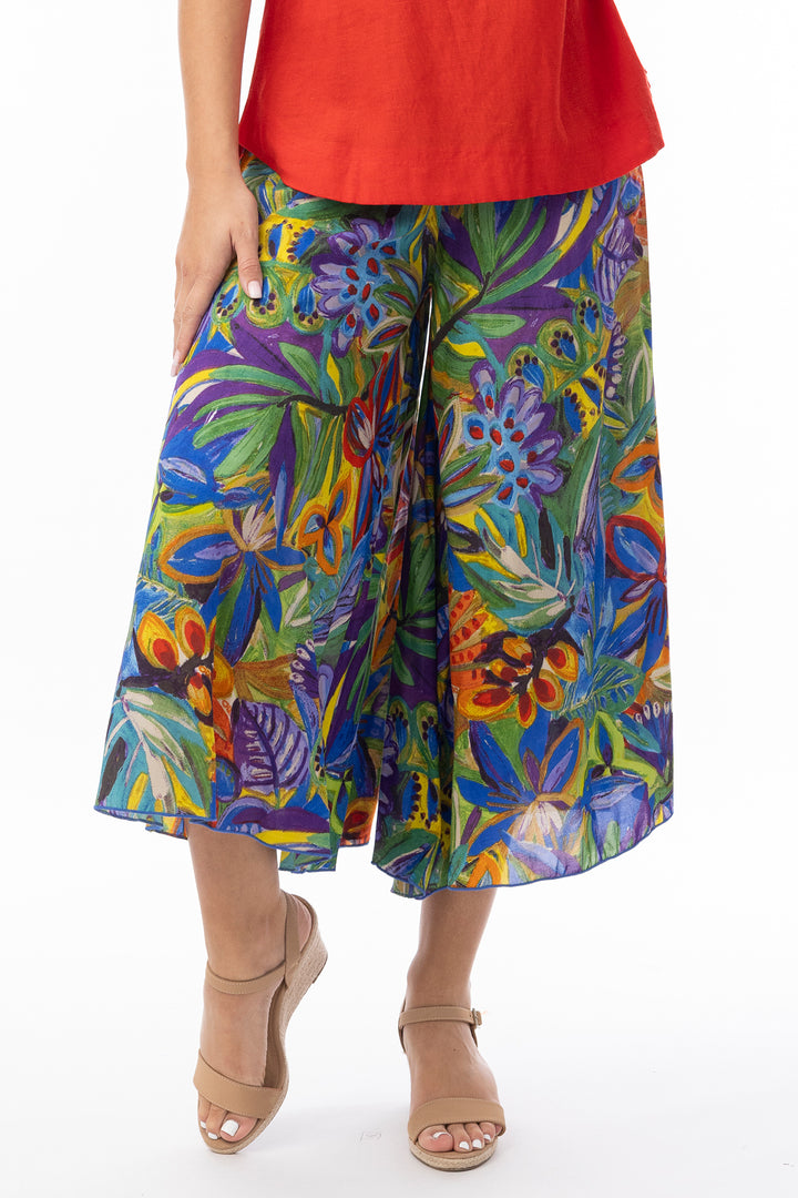 Orientique 8645 Zapallar Multicolour Print Cropped Culotte Trousers