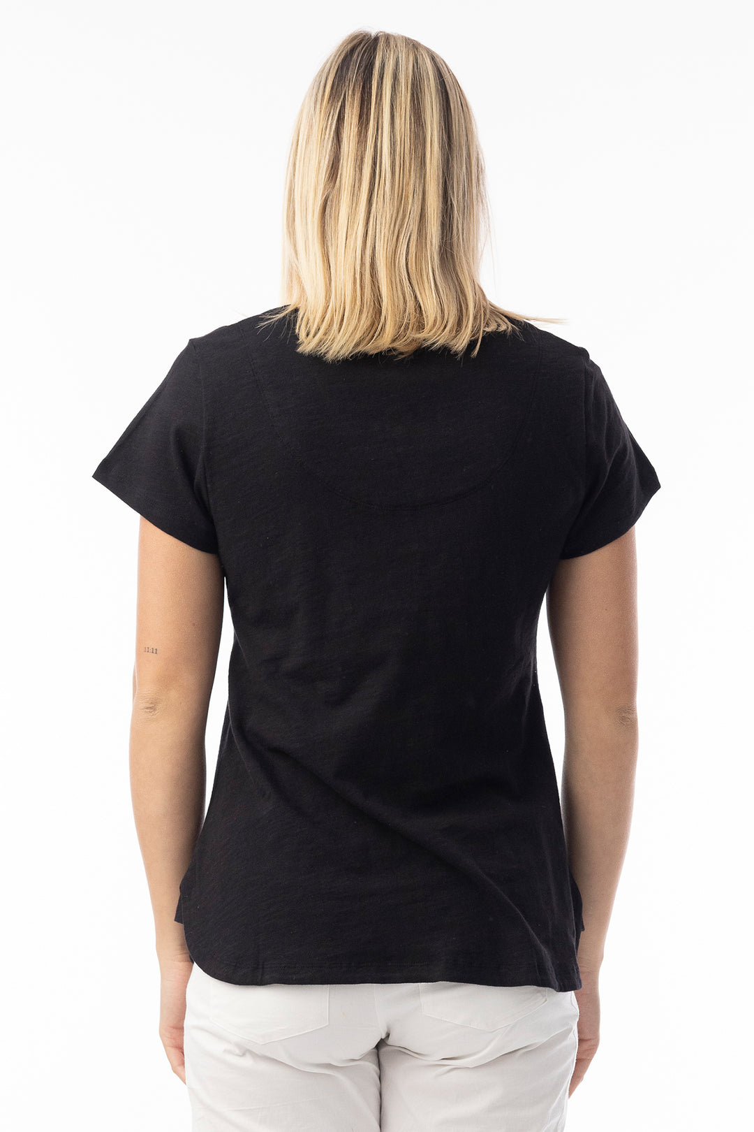 Orientique 92129 Black Knit Essentials V-Neck T-Shirt