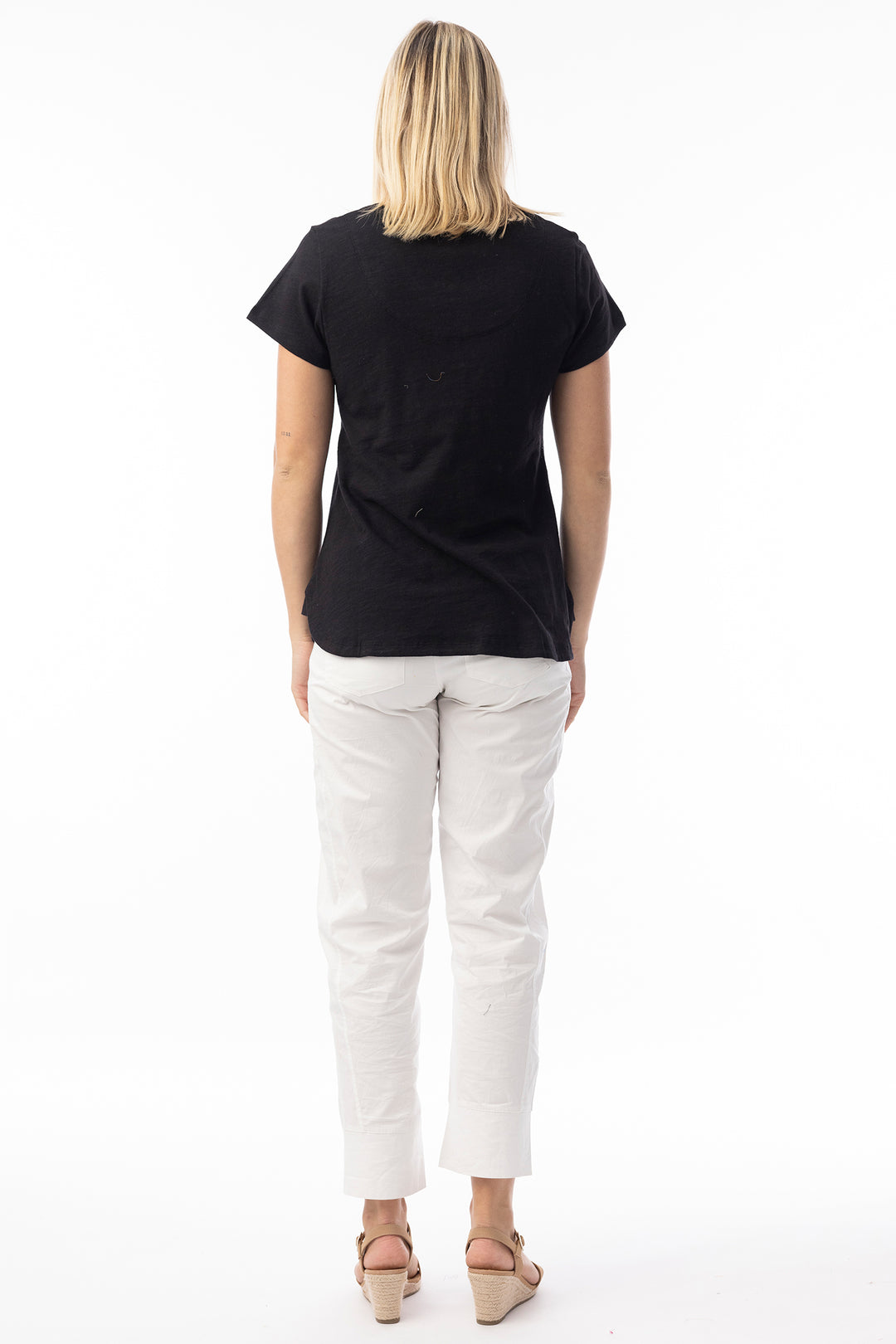 Orientique 92129 Black Knit Essentials V-Neck T-Shirt