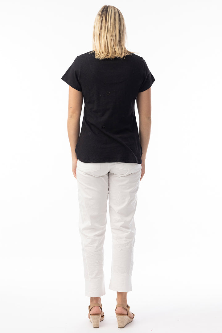 Orientique 92129 Black Knit Essentials V-Neck T-Shirt