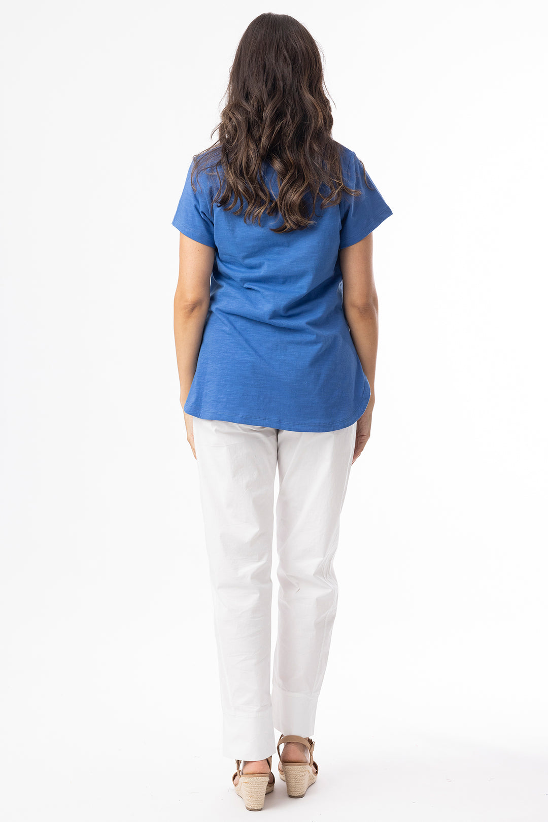 Orientique 92129 Blue Knit Essentials V-Neck T-Shirt