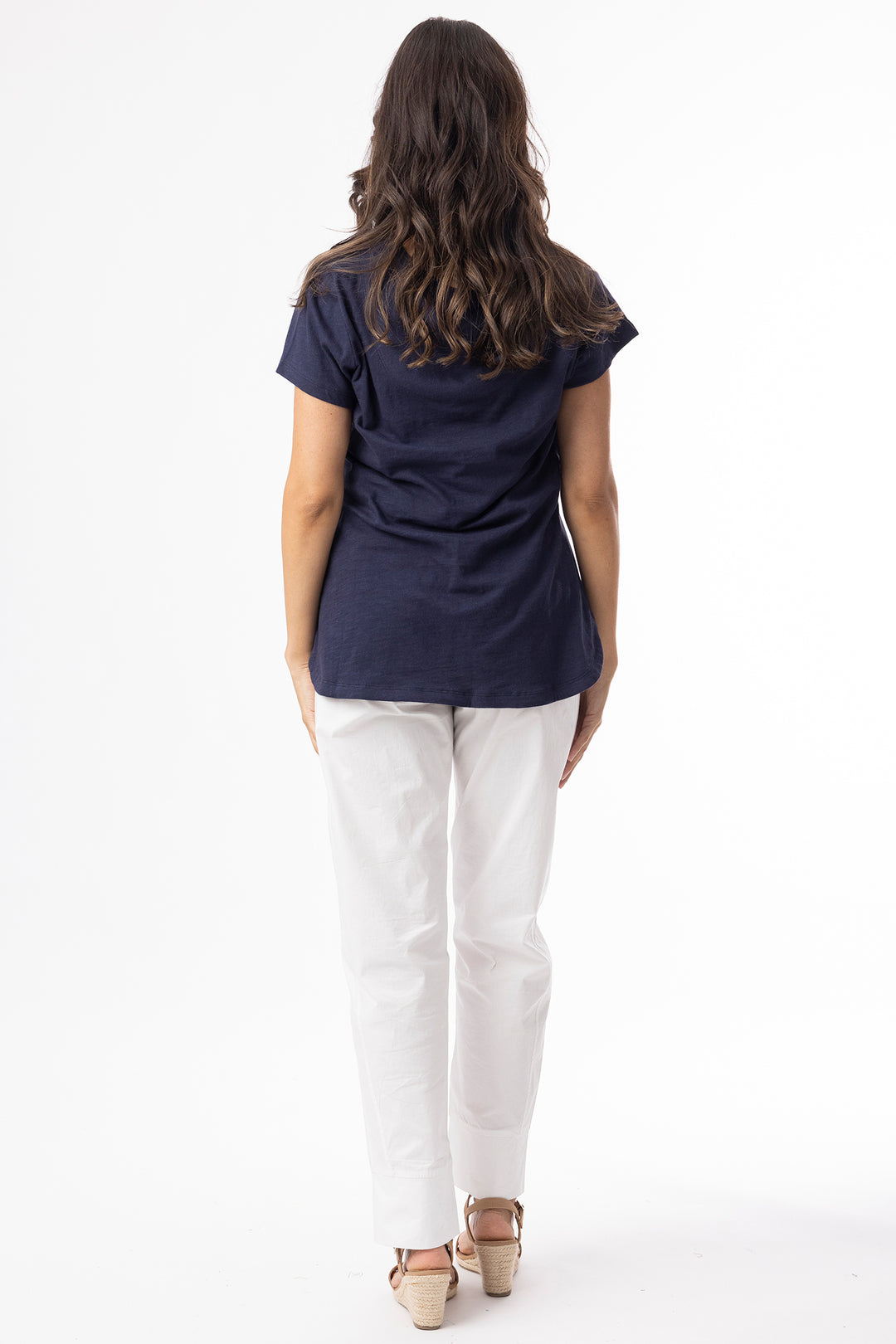 Orientique 92129 Navy Knit Essentials V-Neck T-Shirt