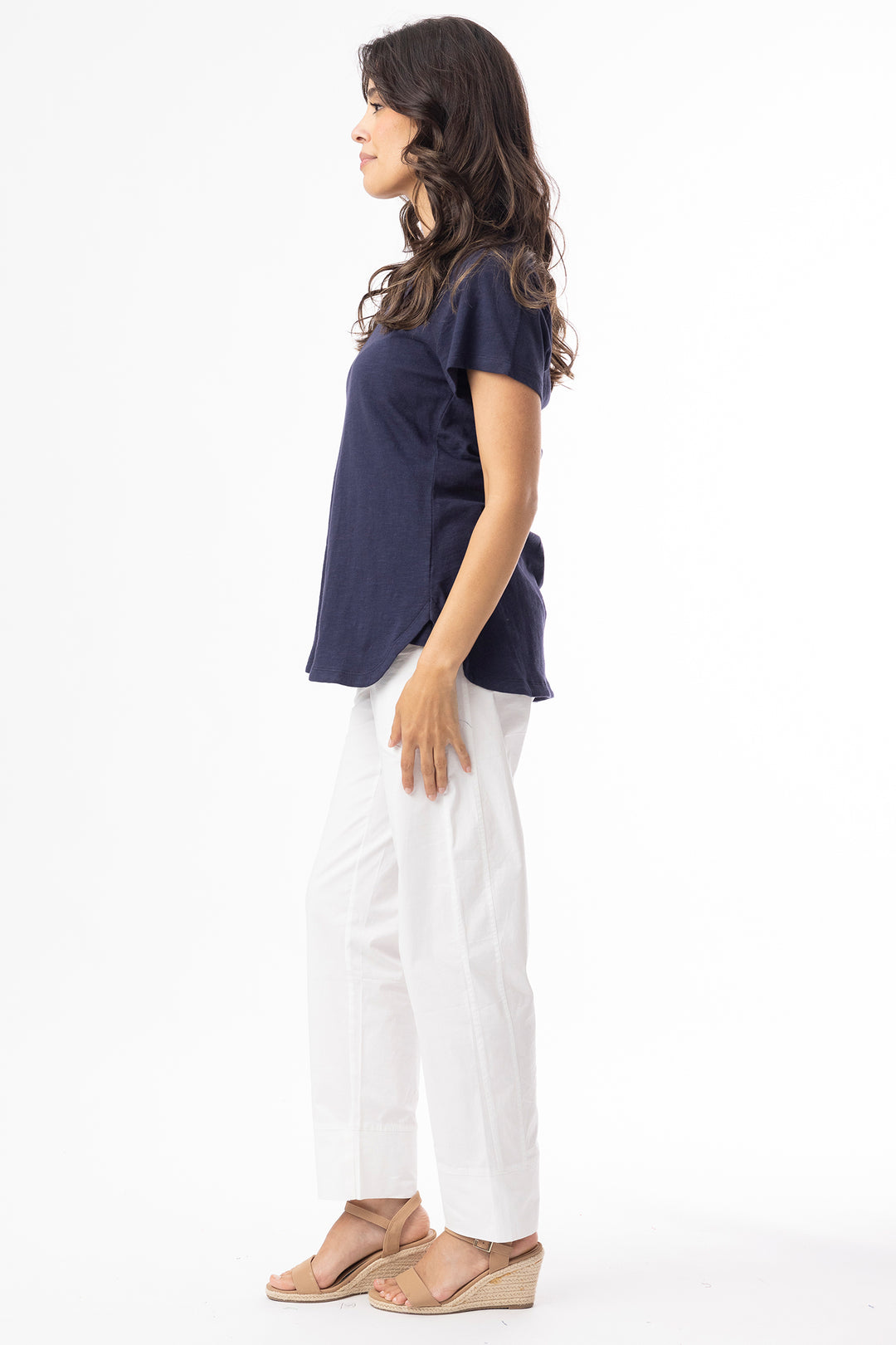 Orientique 92129 Navy Knit Essentials V-Neck T-Shirt