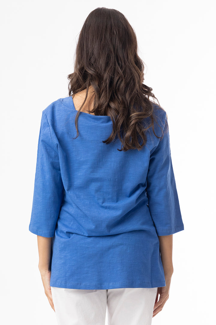 Orientique 92131 Blue Knit Essentials Elbow Sleeve T-Shirt