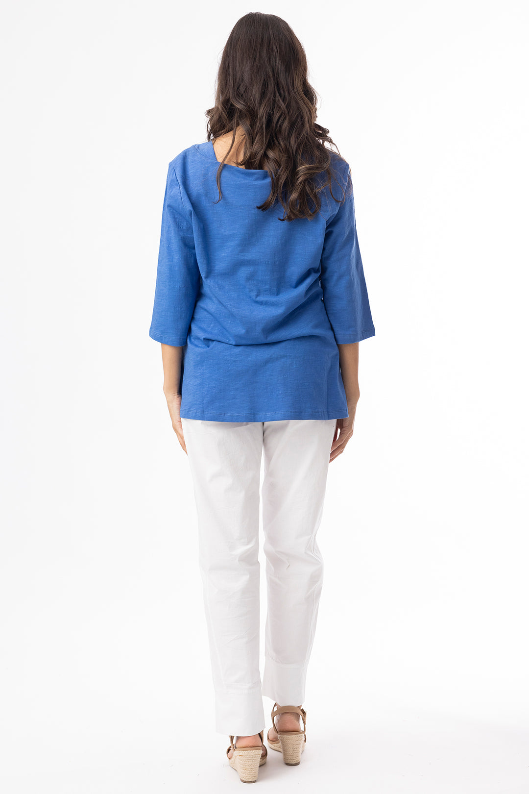 Orientique 92131 Blue Knit Essentials Elbow Sleeve T-Shirt