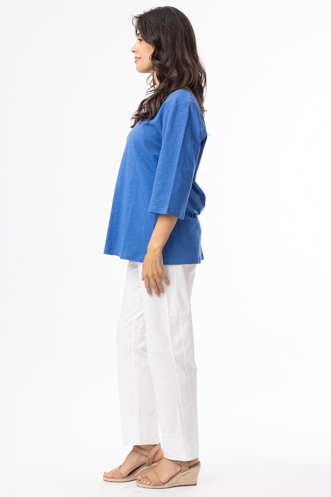 Orientique 92131 Blue Knit Essentials Elbow Sleeve T-Shirt