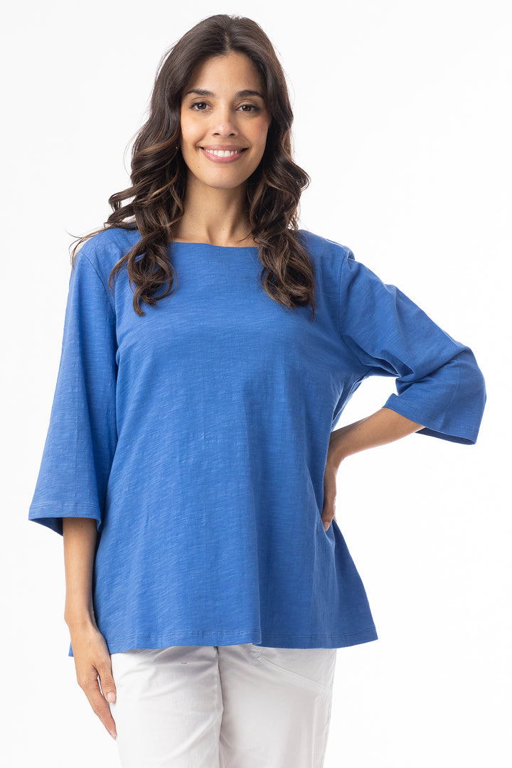 Orientique 92131 Blue Knit Essentials Elbow Sleeve T-Shirt