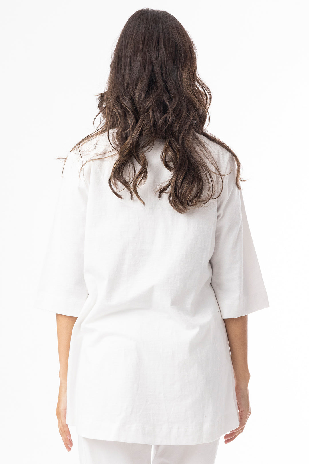 Orientique 92132 White V-Neck Elbow Sleeve T-Shirt