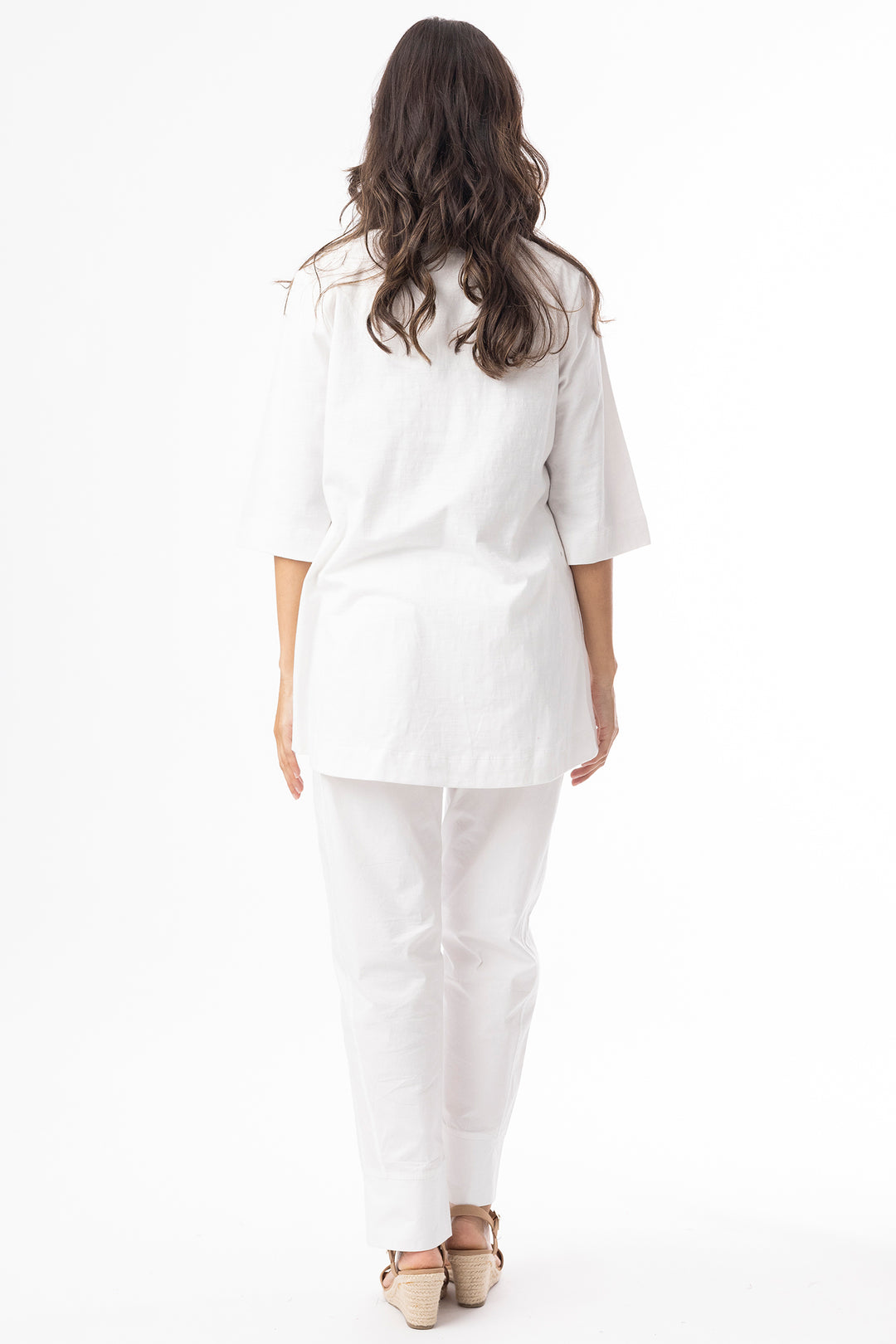 Orientique 92132 White V-Neck Elbow Sleeve T-Shirt