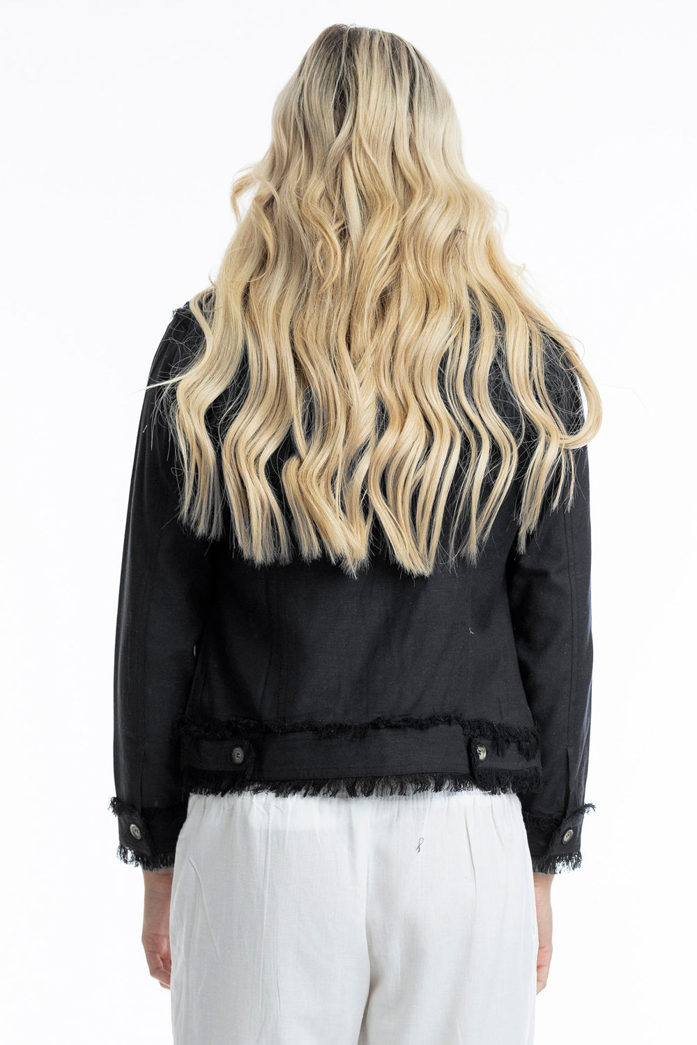 Orientique Black Frayed Edge Summer Jacket 42118 - Experience Boutique