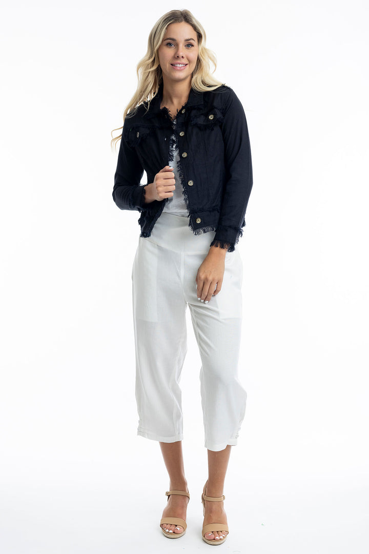 Orientique Black Frayed Edge Summer Jacket 42118 - Experience Boutique