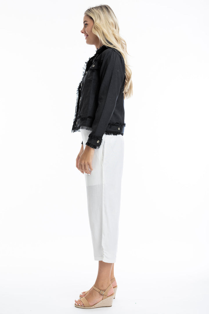 Orientique Black Frayed Edge Summer Jacket 42118 - Experience Boutique