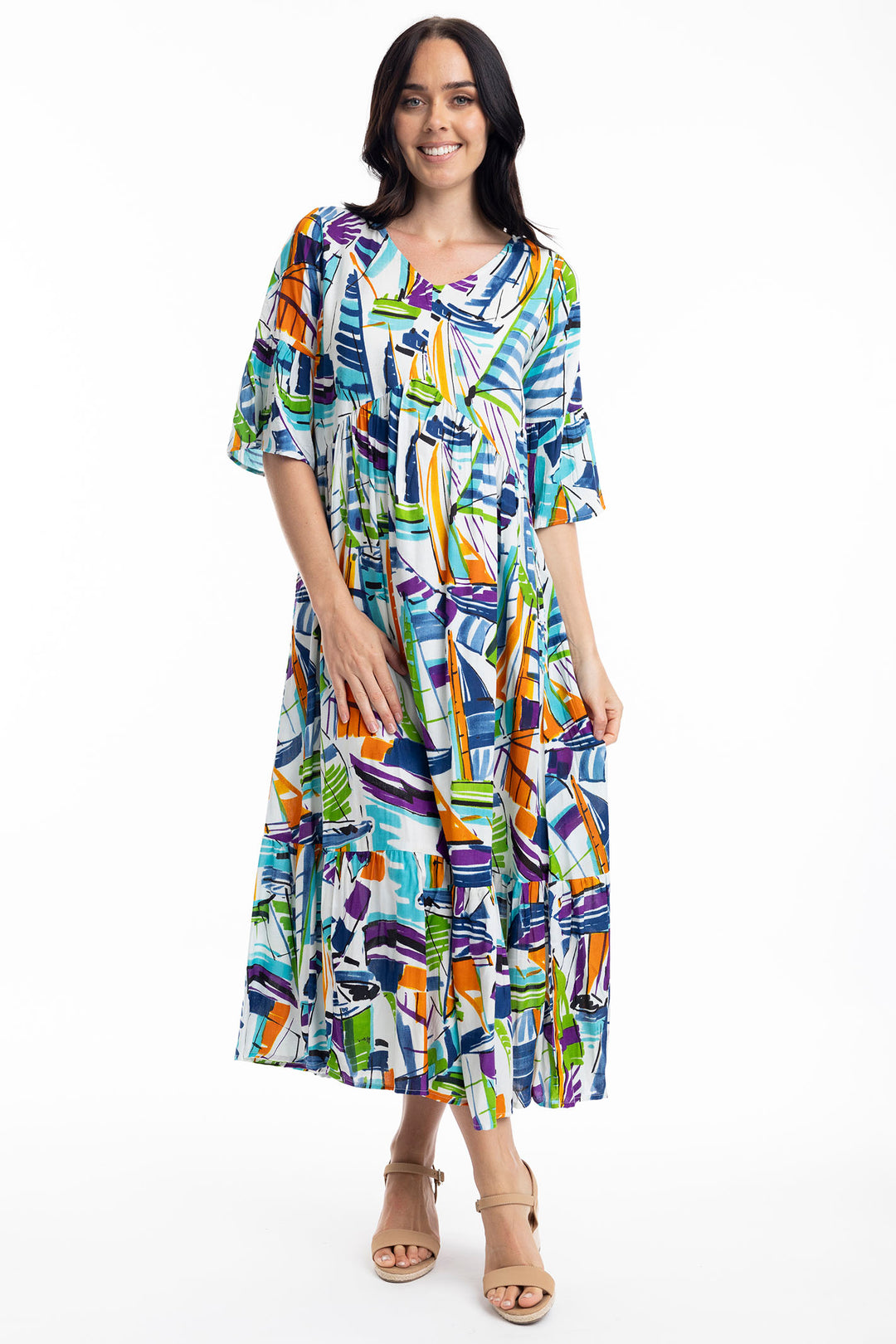 Orientique Cannes Print Peak Maxi Dress 40033 - Experience Boutique