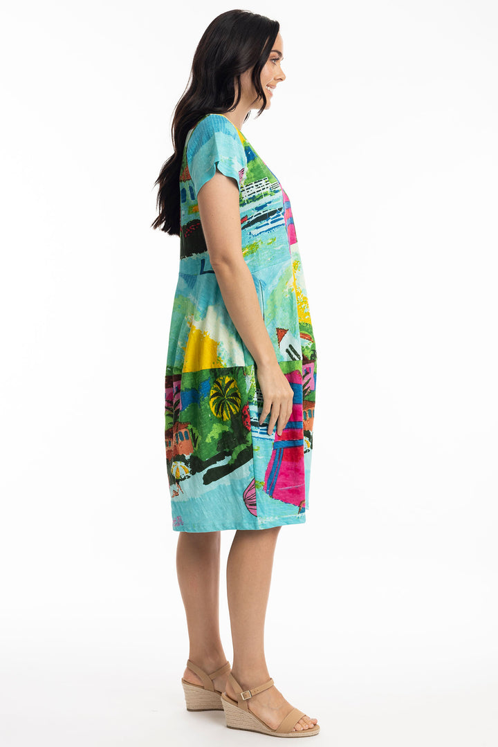 Orientique Caribbean Print Bubble Dress 20055 - Experience Boutique