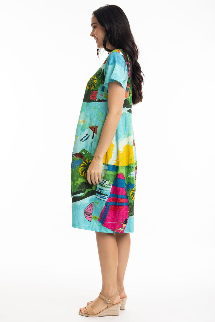 Orientique Caribbean Print Bubble Dress 20055 - Experience Boutique