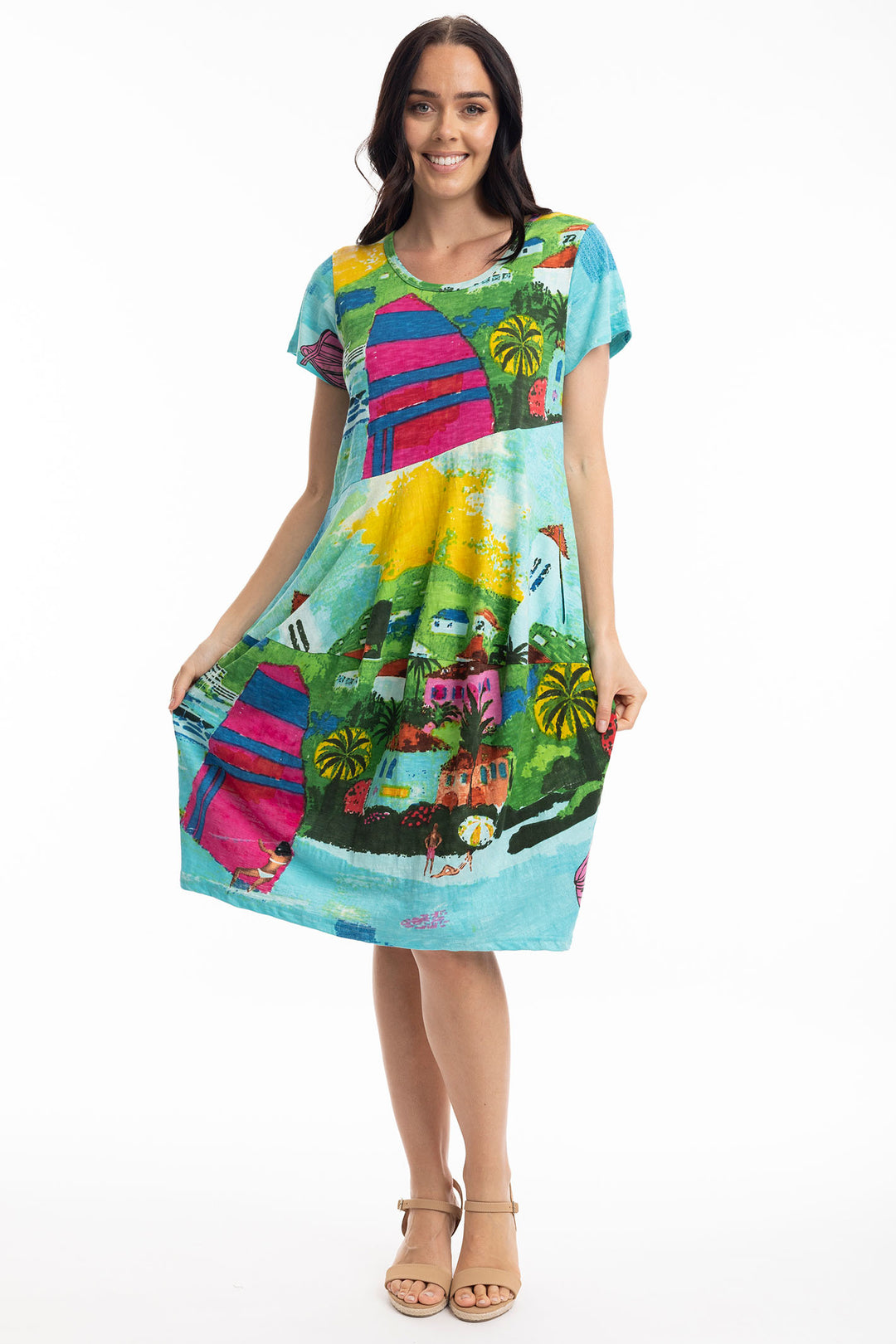 Orientique Caribbean Print Bubble Dress 20055 - Experience Boutique