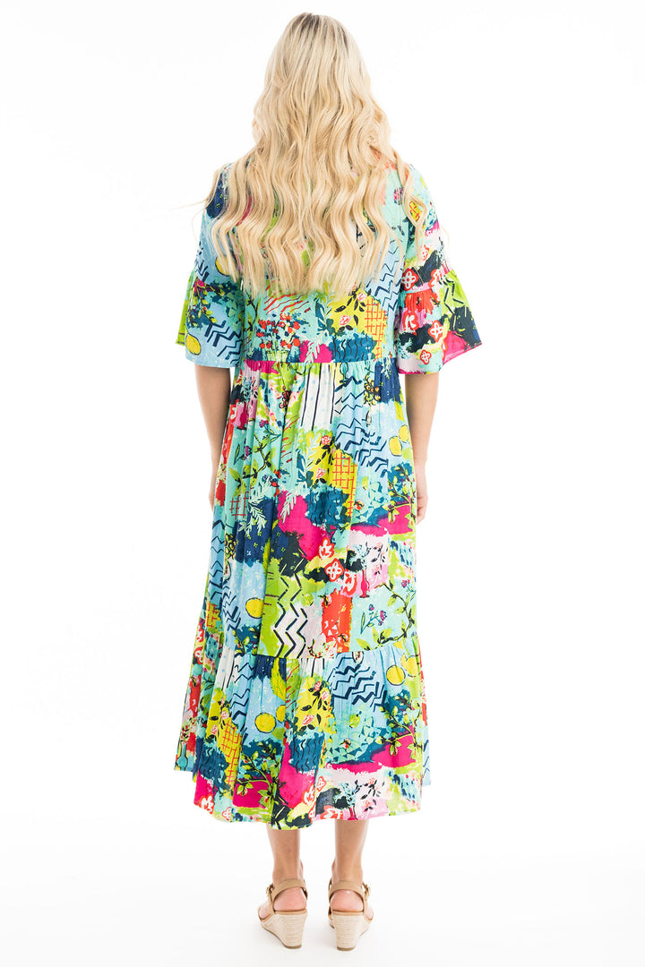 Orientique Elafonissi Print Peak Maxi Dress 40014 - Experience Boutique