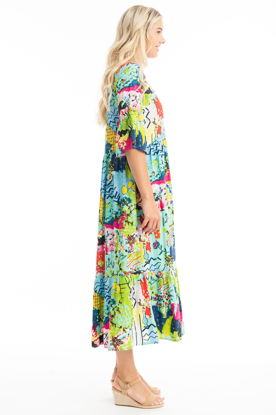Orientique Elafonissi Print Peak Maxi Dress 40014 - Experience Boutique