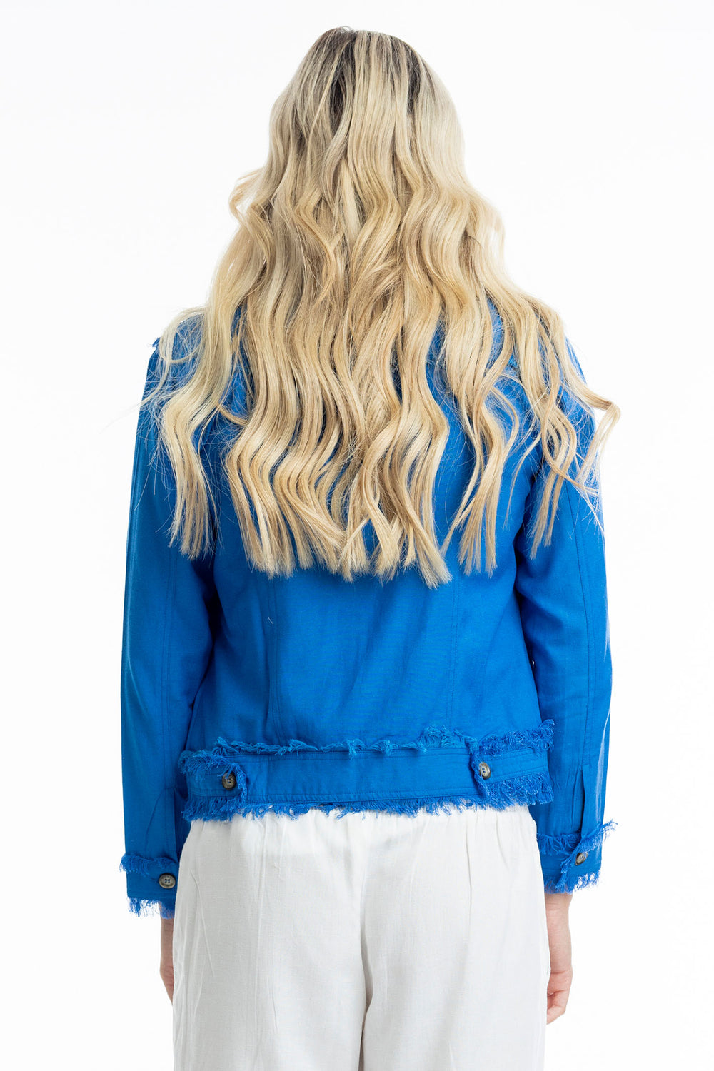 Orientique Electric Blue Frayed Edge Summer Jacket 42118 - Experience Boutique