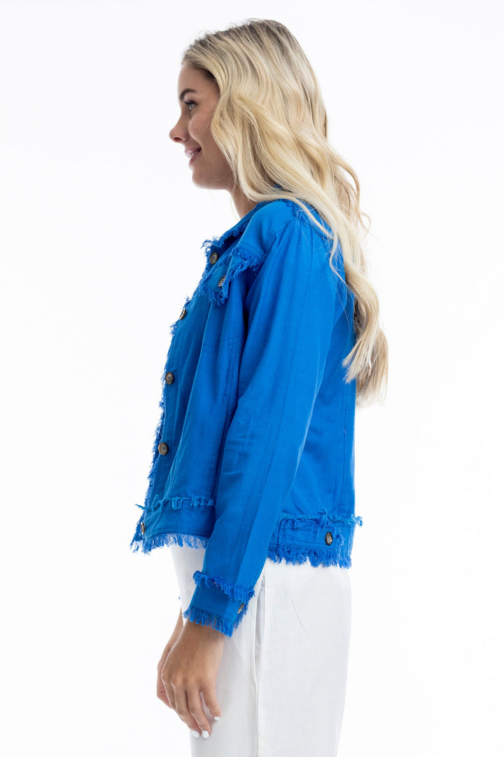 Orientique Electric Blue Frayed Edge Summer Jacket 42118 - Experience Boutique