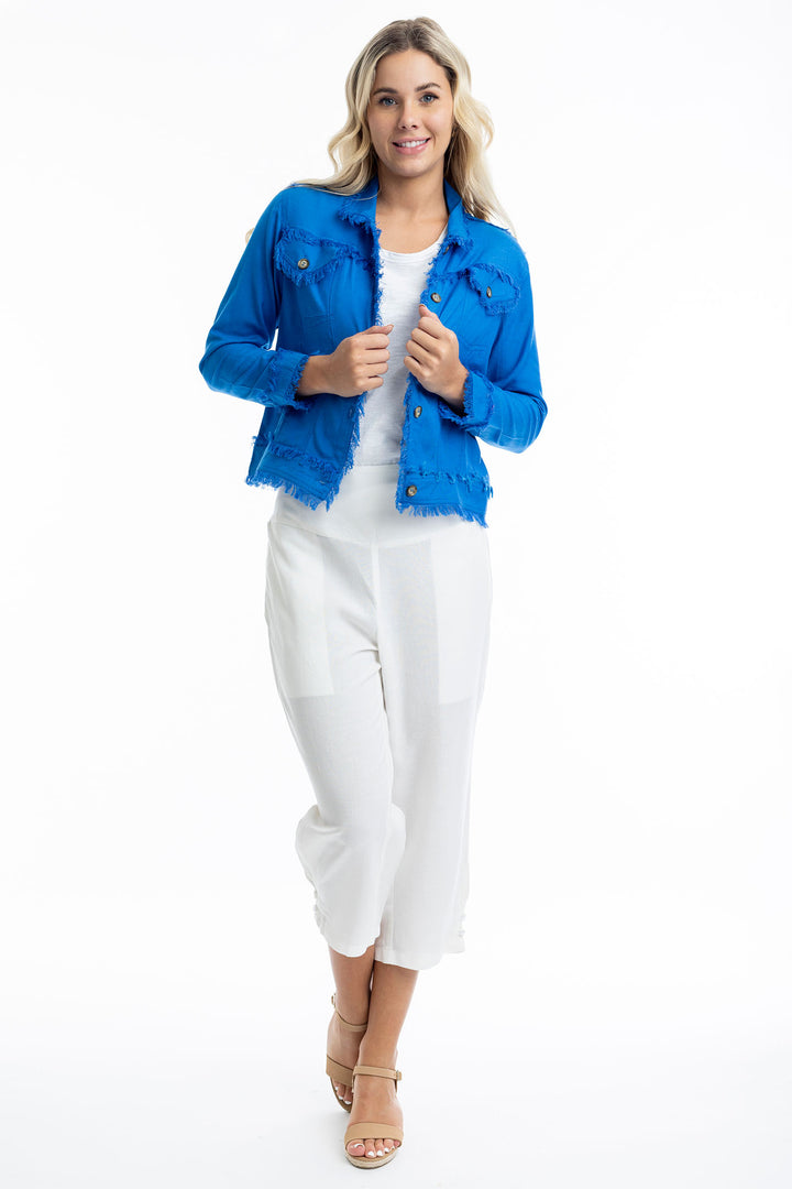 Orientique Electric Blue Frayed Edge Summer Jacket 42118 - Experience Boutique