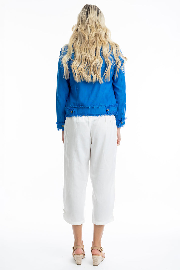 Orientique Electric Blue Frayed Edge Summer Jacket 42118 - Experience Boutique