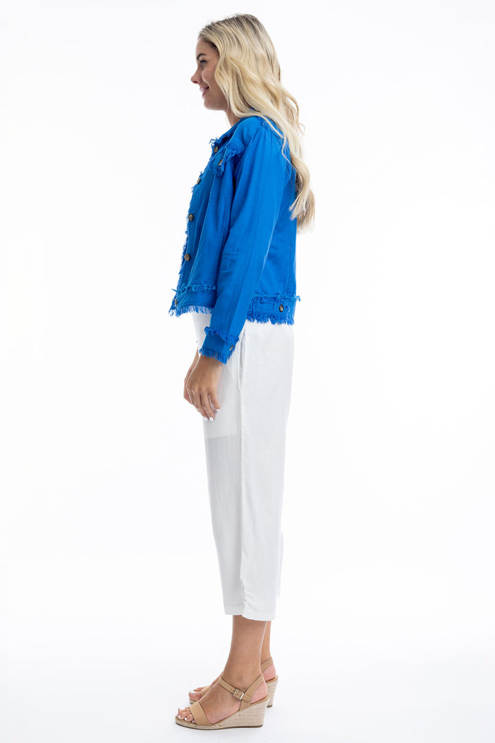 Orientique Electric Blue Frayed Edge Summer Jacket 42118 - Experience Boutique