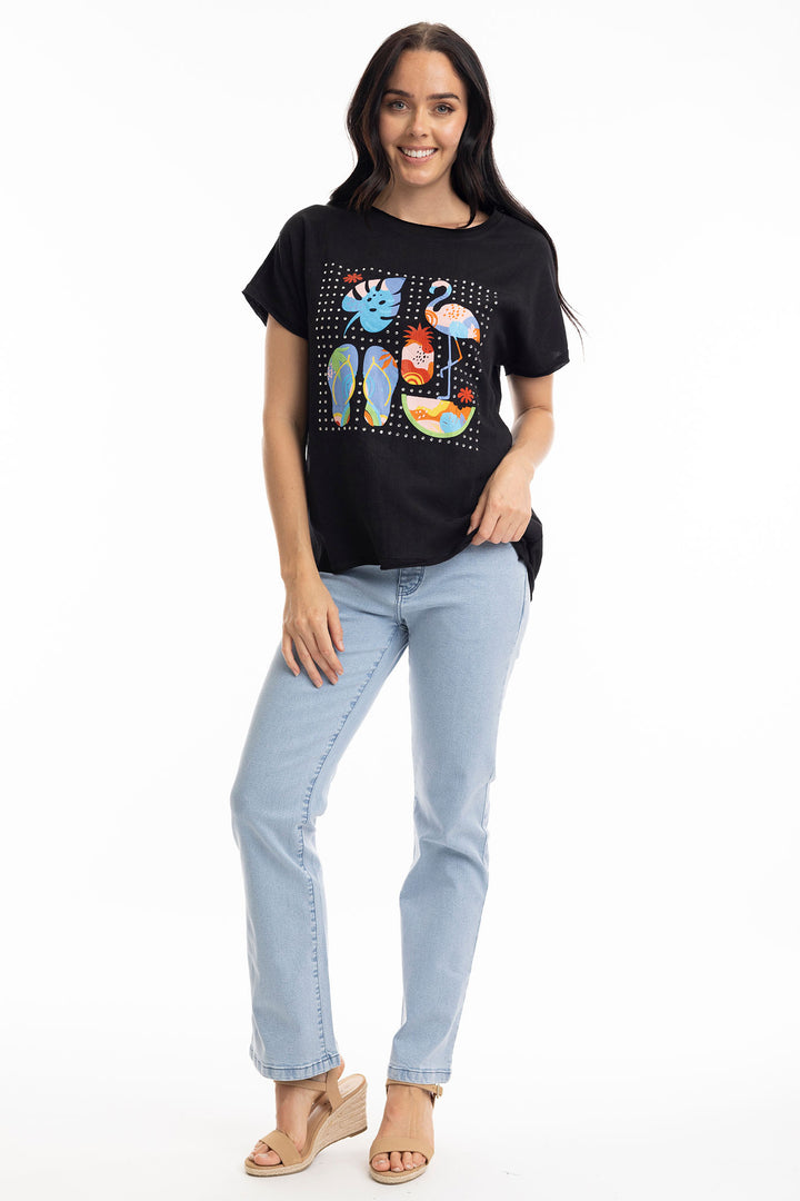 Orientique Embellished Black Summer Design Top 1281 - Experience Boutique