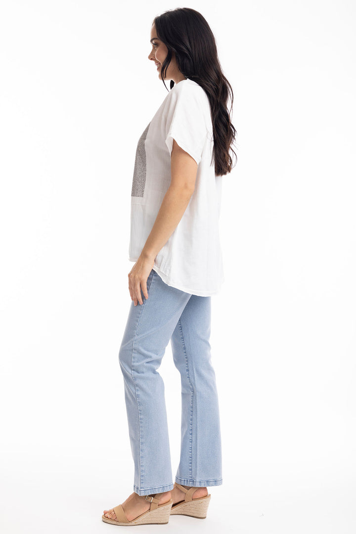 Orientique Embellished White Diamante Top 1280 - Experience Boutique