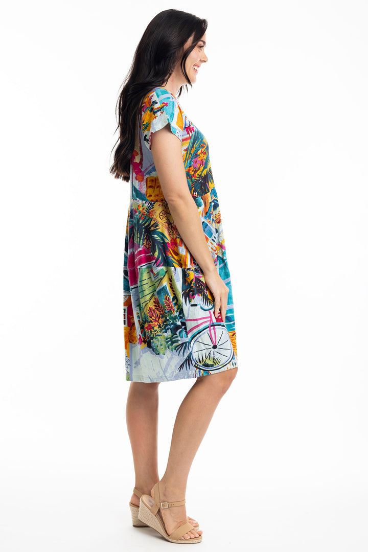 Orientique Florida Print Bubble Dress 20055 - Experience Boutique