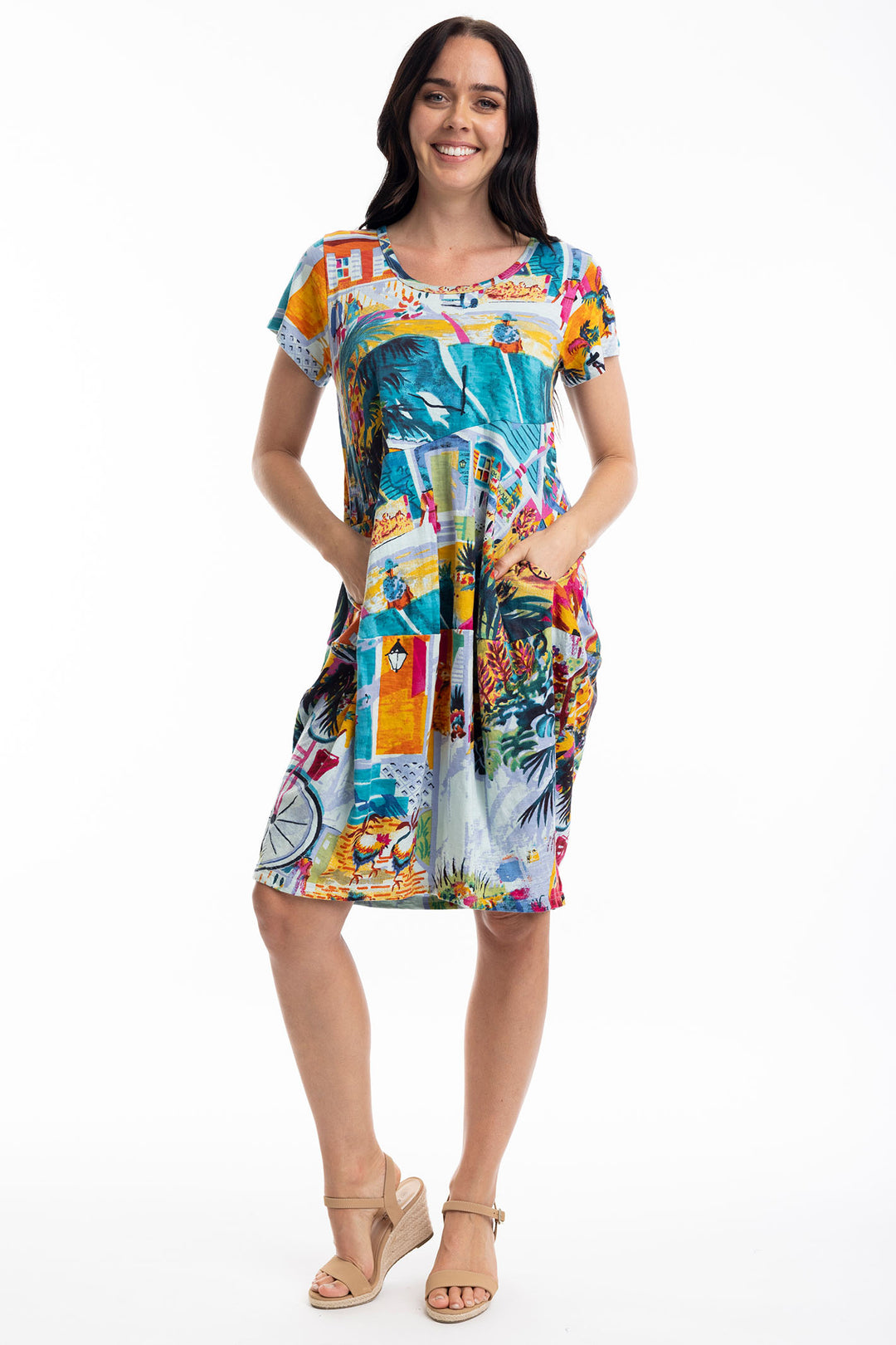 Orientique Florida Print Bubble Dress 20055 - Experience Boutique