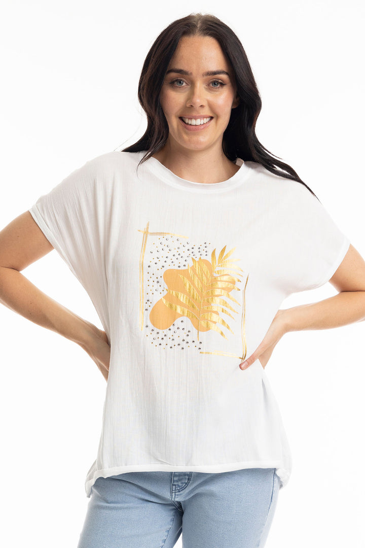 Orientique Gold Leaf Embellished Top 1280 - Experience Botuique