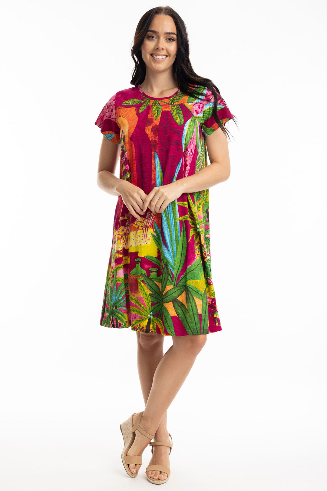 Orientique Marakesh Print Contemporary Cotton Dress 20056 - Experience Boutique