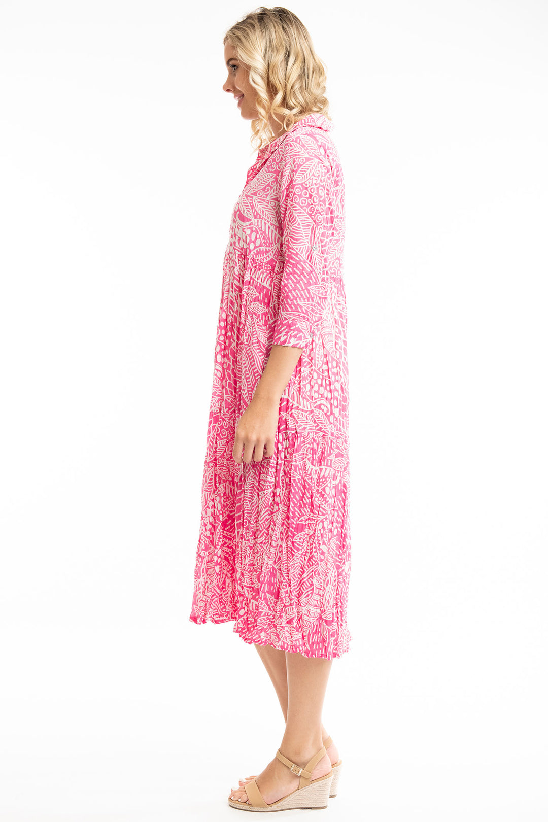 Orientique O41111 Fuchsia Leros Layered Collar Dress - Experience Boutique