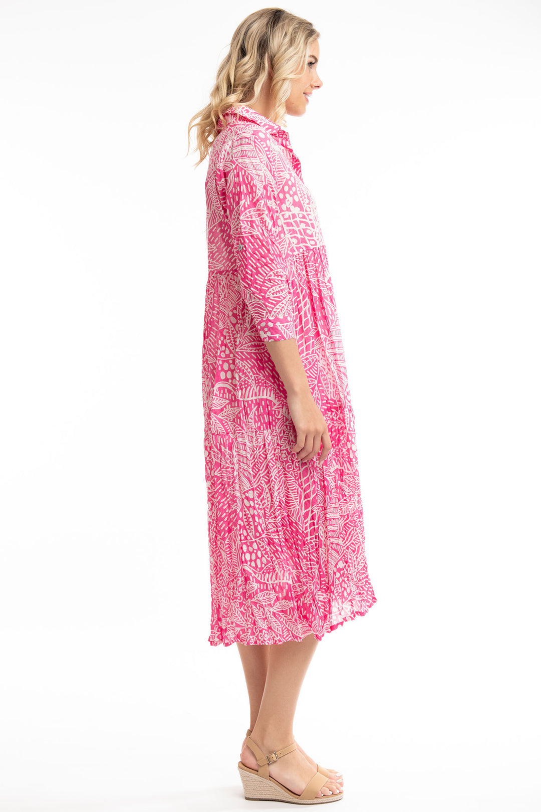 Orientique O41111 Fuchsia Leros Layered Collar Dress - Experience Boutique