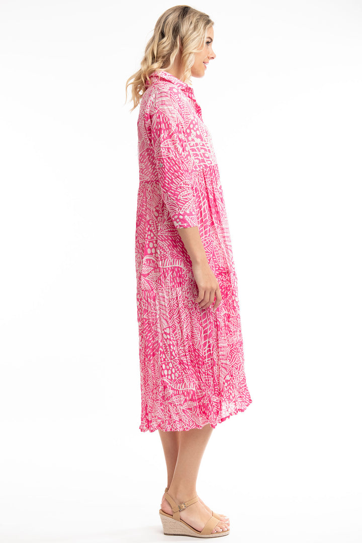 Orientique O41111 Fuchsia Leros Layered Collar Dress - Experience Boutique