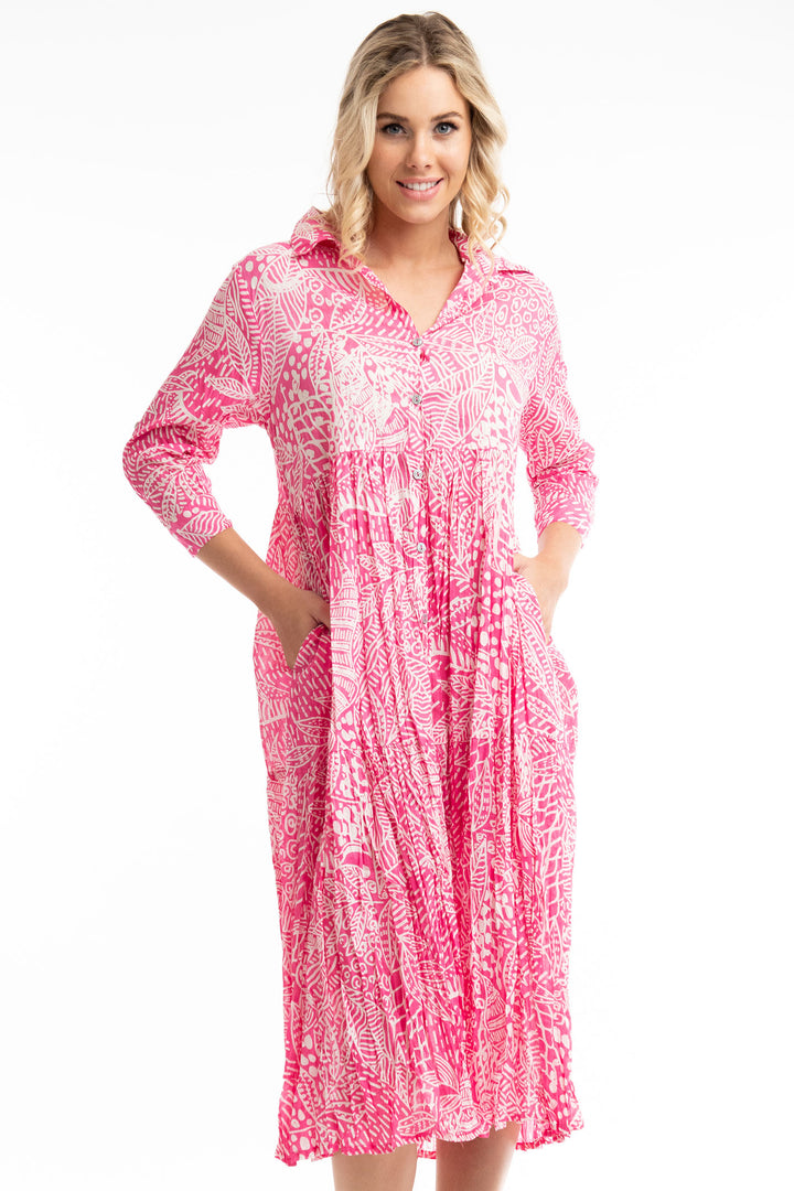 Orientique O41111 Fuchsia Leros Layered Collar Dress - Experience Boutique