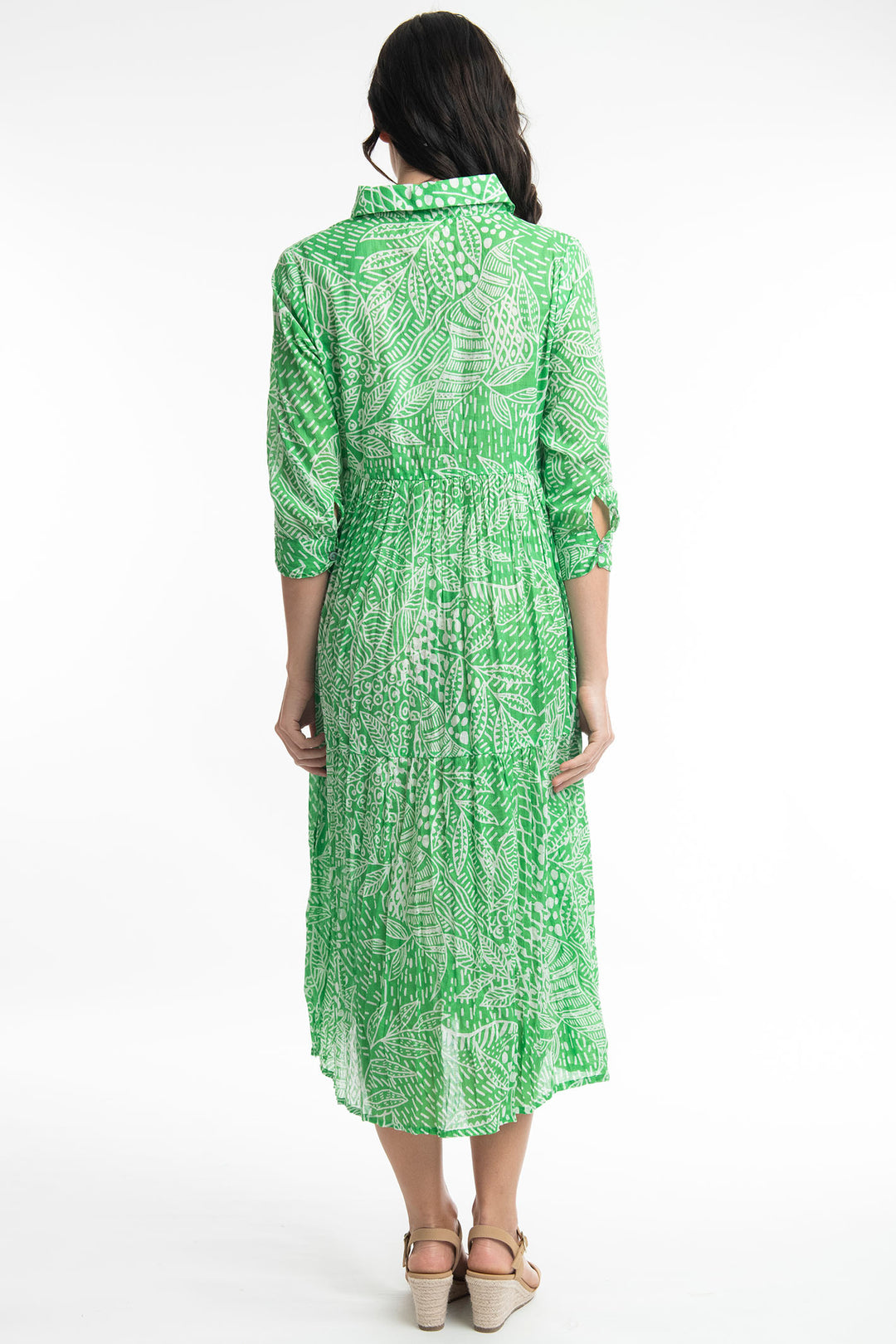 Orientique O41116 Green Leros Layered Collar Dress - Experience Boutique