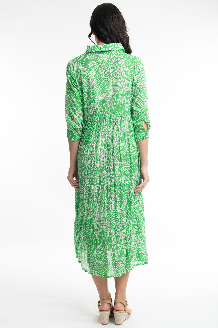 Orientique O41116 Green Leros Layered Collar Dress - Experience Boutique