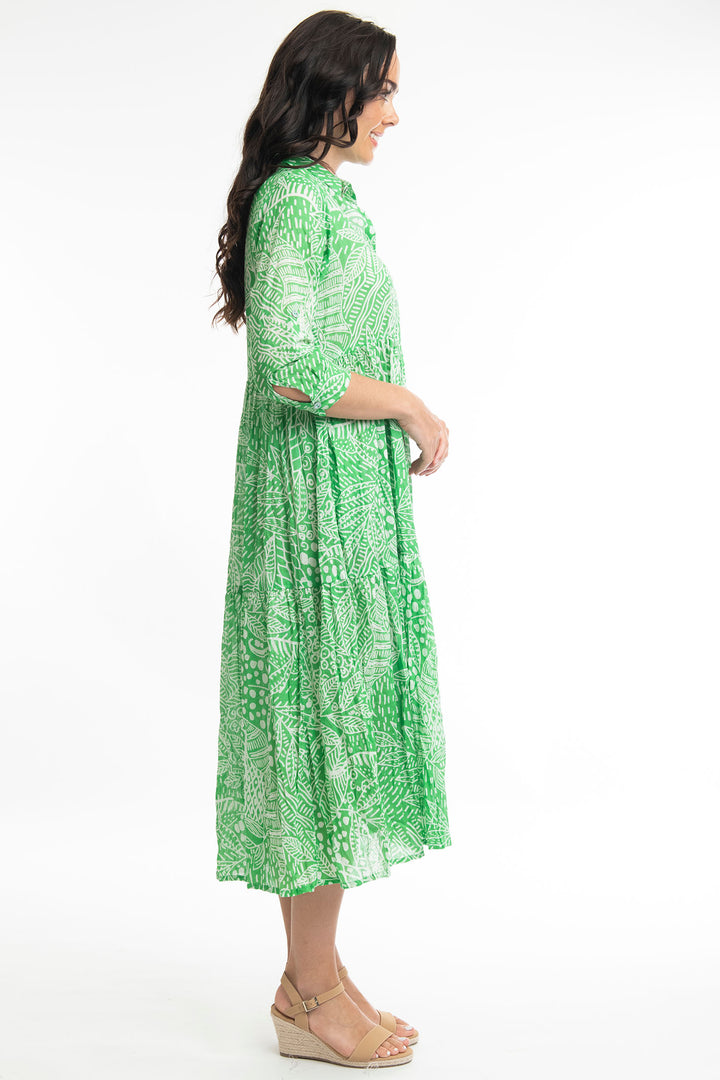 Orientique O41116 Green Leros Layered Collar Dress - Experience Boutique