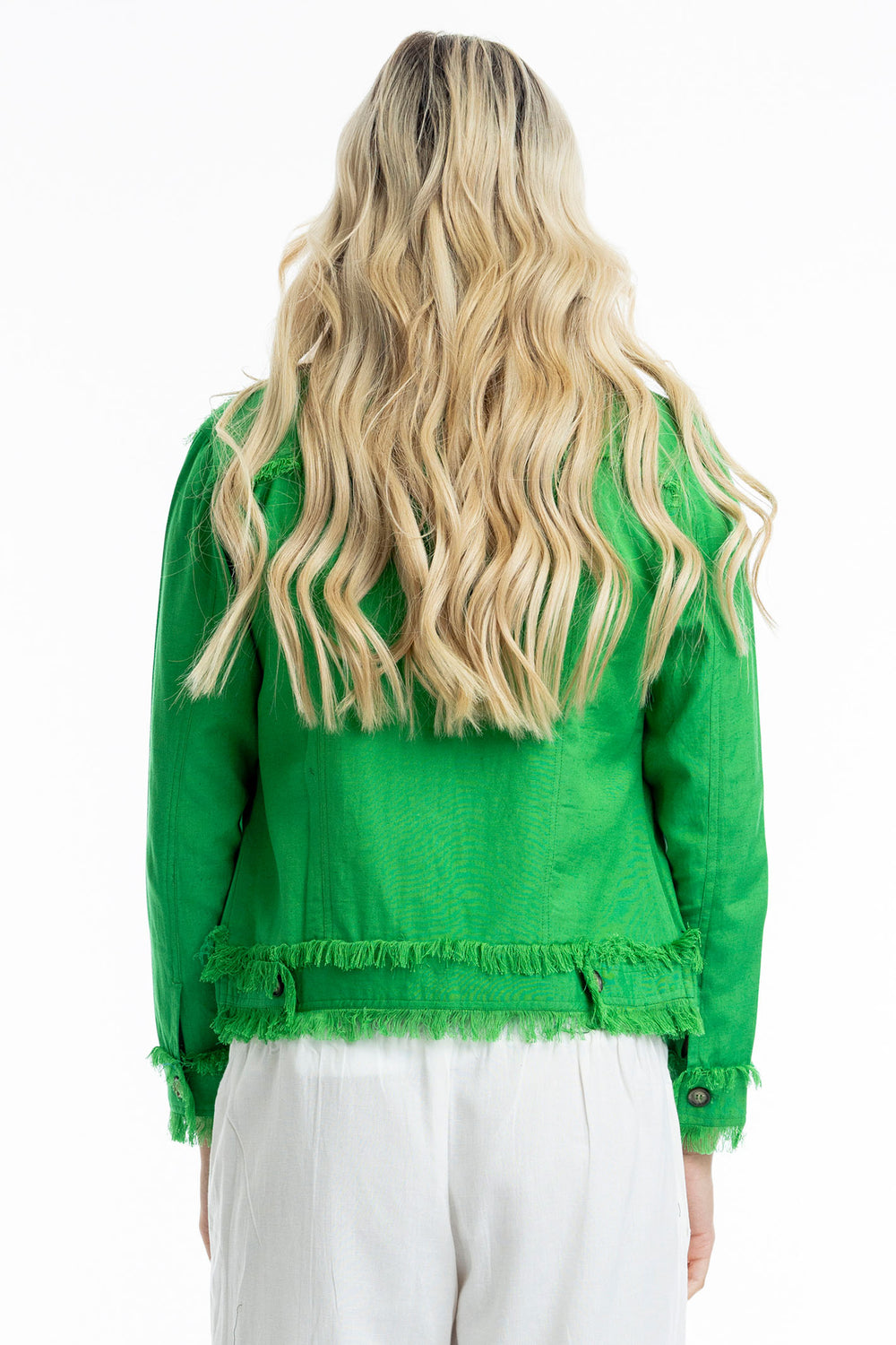 Orientique Parakeet Green Frayed Edge Summer Jacket 42118 - Experience Boutique