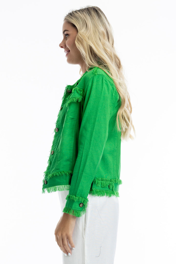 Orientique Parakeet Green Frayed Edge Summer Jacket 42118 - Experience Boutique
