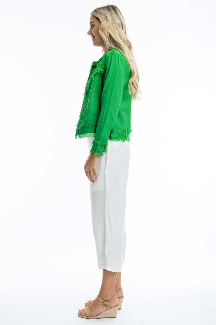 Orientique Parakeet Green Frayed Edge Summer Jacket 42118 - Experience Boutique