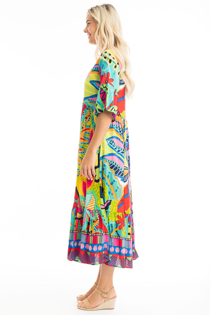 Orientique San Miguel Print Peak Maxi Dress 40026 - Experience Boutique