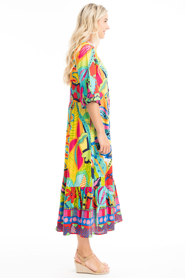 Orientique San Miguel Print Peak Maxi Dress 40026 - Experience Boutique