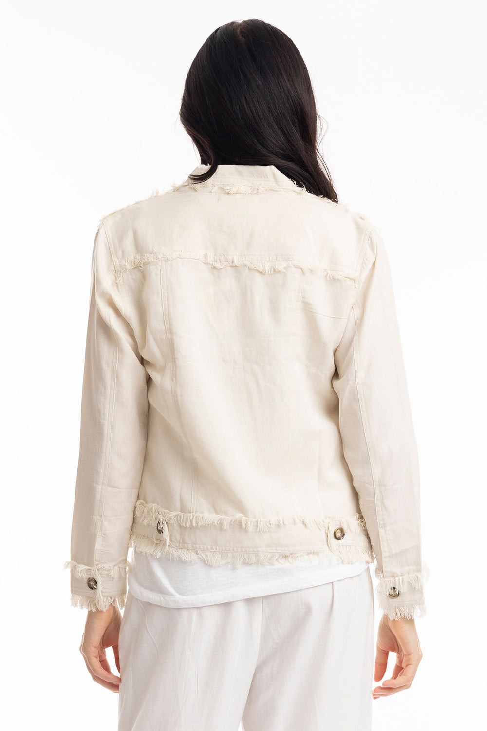 Orientique Sand Frayed Edge Summer jacket 42118 - Experience Boutique