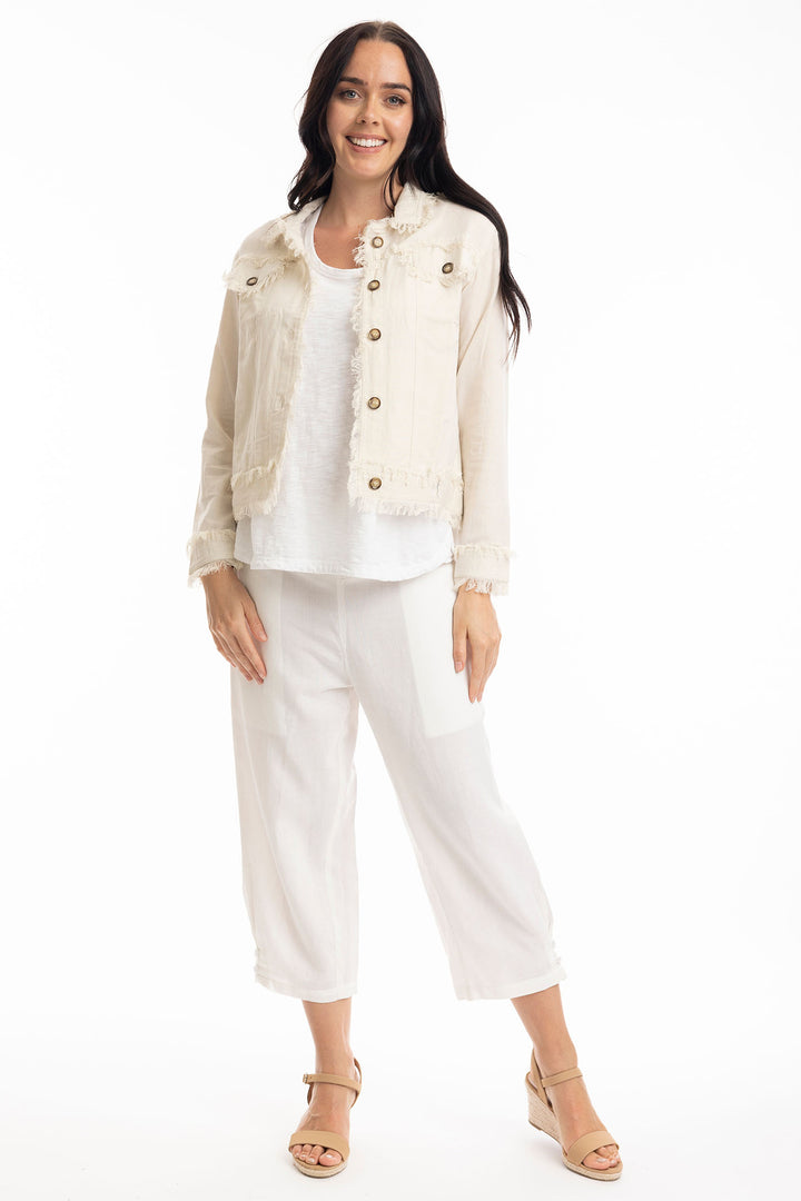 Orientique Sand Frayed Edge Summer jacket 42118 - Experience Boutique