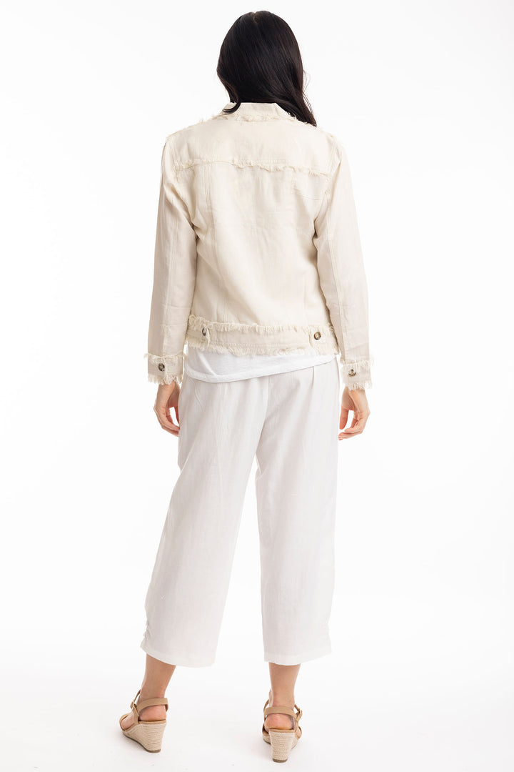 Orientique Sand Frayed Edge Summer jacket 42118 - Experience Boutique