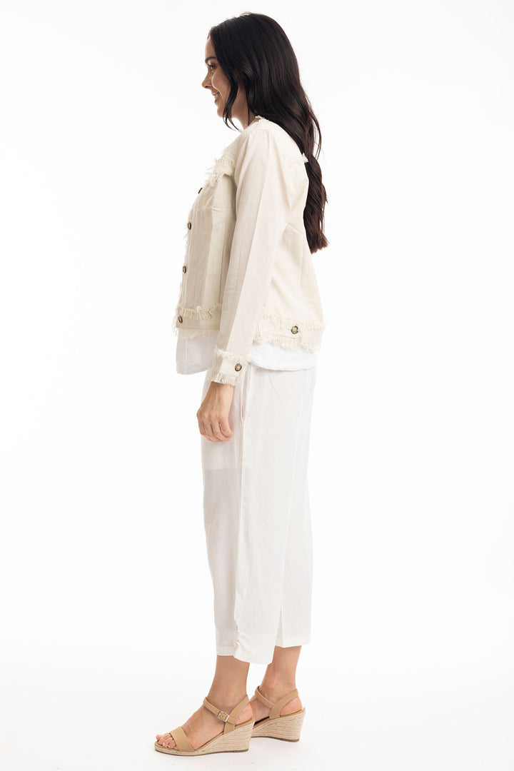 Orientique Sand Frayed Edge Summer jacket 42118 - Experience Boutique